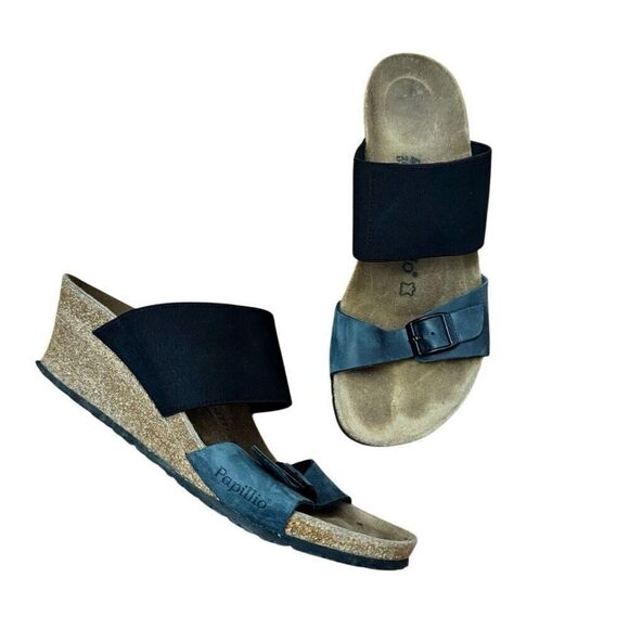 Birkenstock Papillio Della Wedge Black Oiled Nubuck Sandals Size 40 = US 9 - 9.5 - Picture 1 of 7